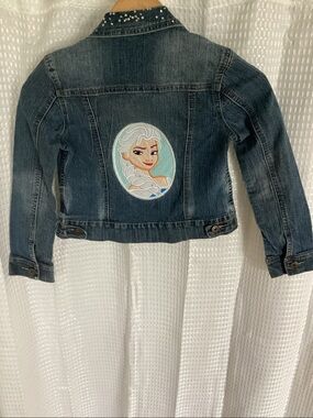 Siblings Denim Girls Small Elsa Disney Rhinestone Jean Jacket Y2K